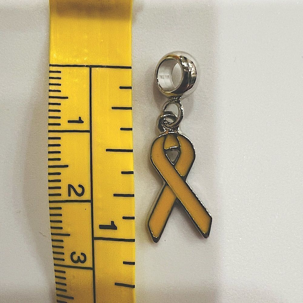 2/$9 Silver Yellow Awareness Ribbon Charm - Picture 3 of 3